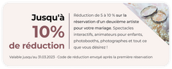 5-10% de remise sur le deuxième entertainer réservé pour votre mariage